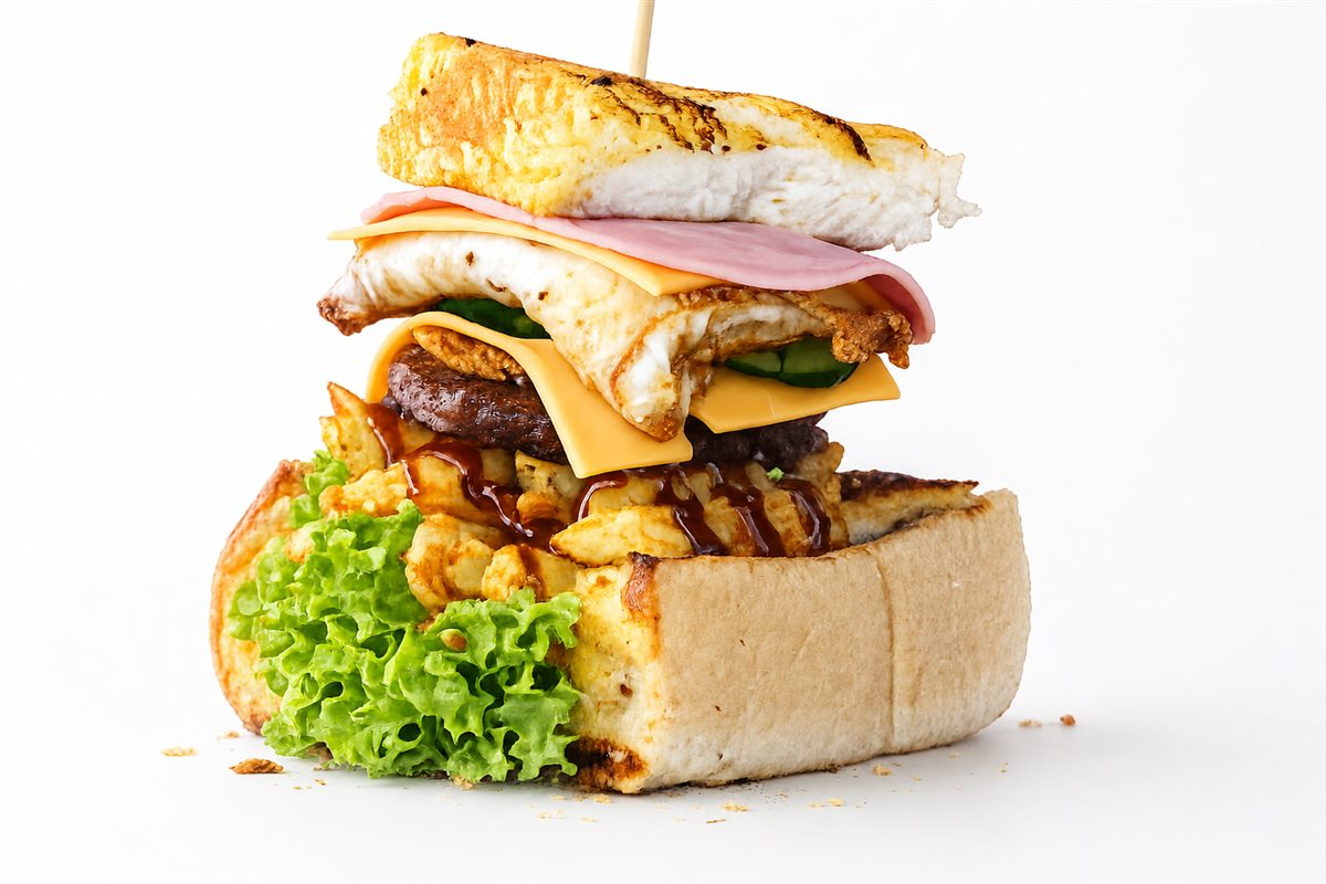 Loaded kota with egg, cheese, meat and chips